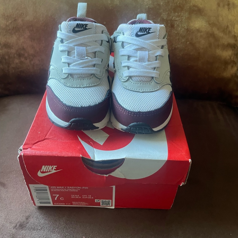 Nike Kids Air Max Shoes - White and Burgundy